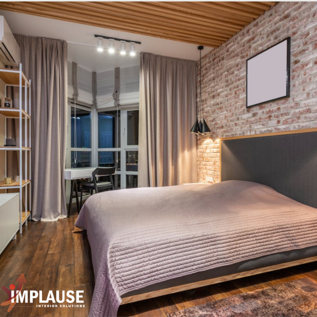 Bedroom with Brick Wall