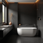 black tile bathroom design